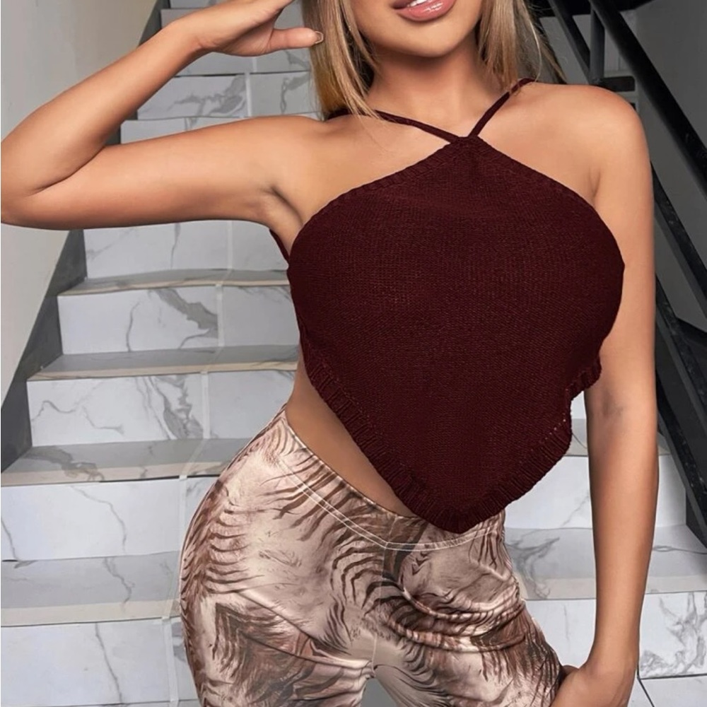 SHEIN SXY Knot Backless Cami Knit Top
